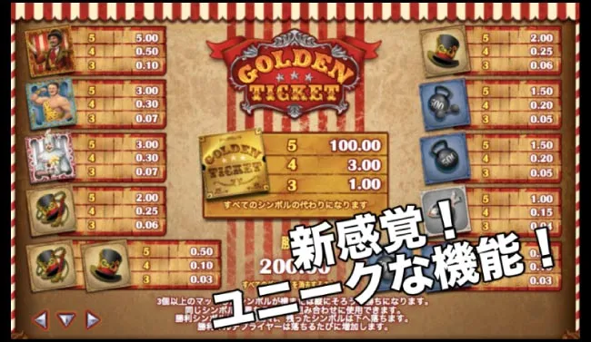 珍しいシステムが話題!Golden Ticketのユニークな機能!