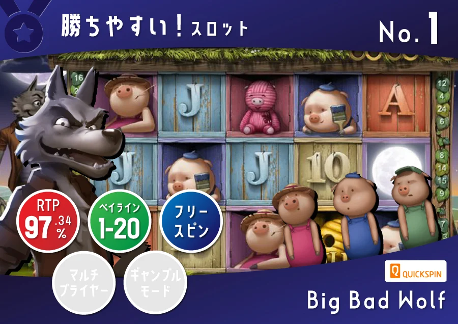 Big Bad Wolf ビッグ・バッド・ウルフ（QUICKSPIN社）97.34% RTP