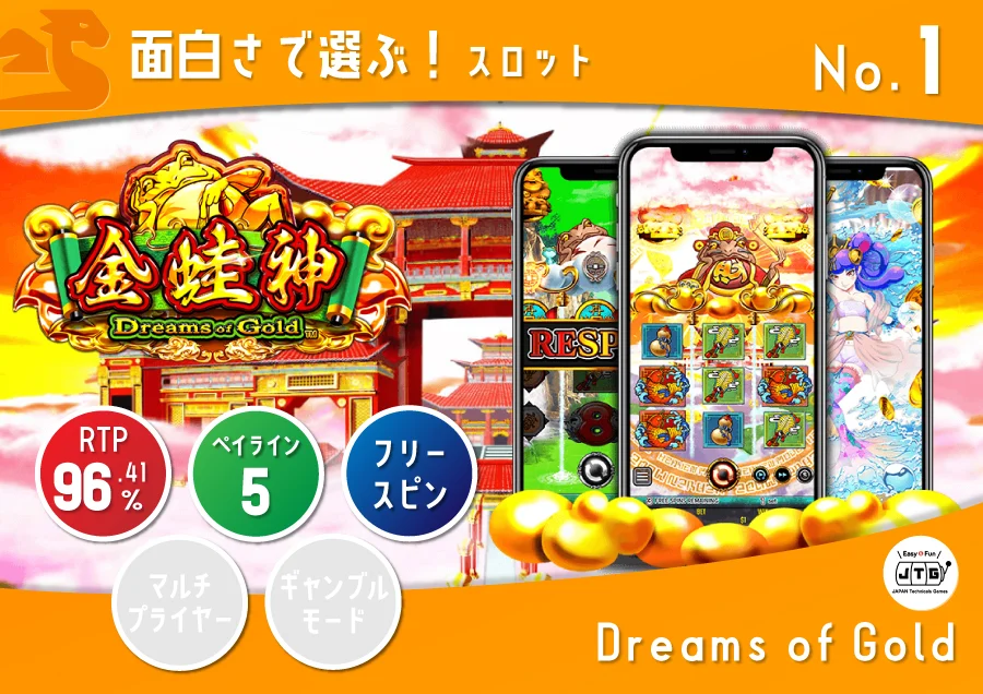 Dreams of Gold ドリームズ・オブ・ゴールド（金蛙神）｜ペイアウト率：96.41%